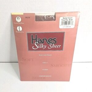 Hanes Silky Sheer  Pantyhose Reinforced Toe Size Three Plus Classic Barely There
